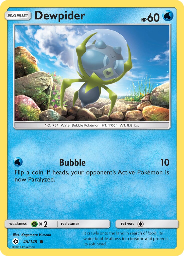 Dewpider 045/149 — Sun & Moon (English Pokémon TCG card)