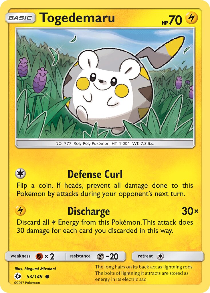 Togedemaru 053/149 — Sun & Moon (English Pokémon TCG card)