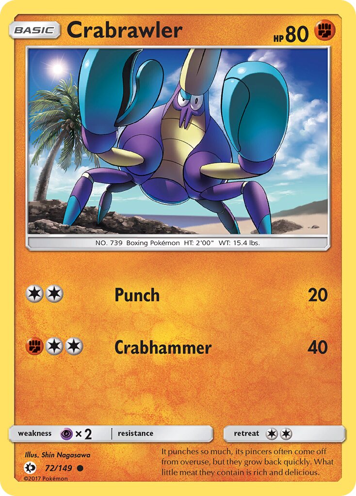 Crabrawler 072/149 — Sun & Moon (English Pokémon TCG card)