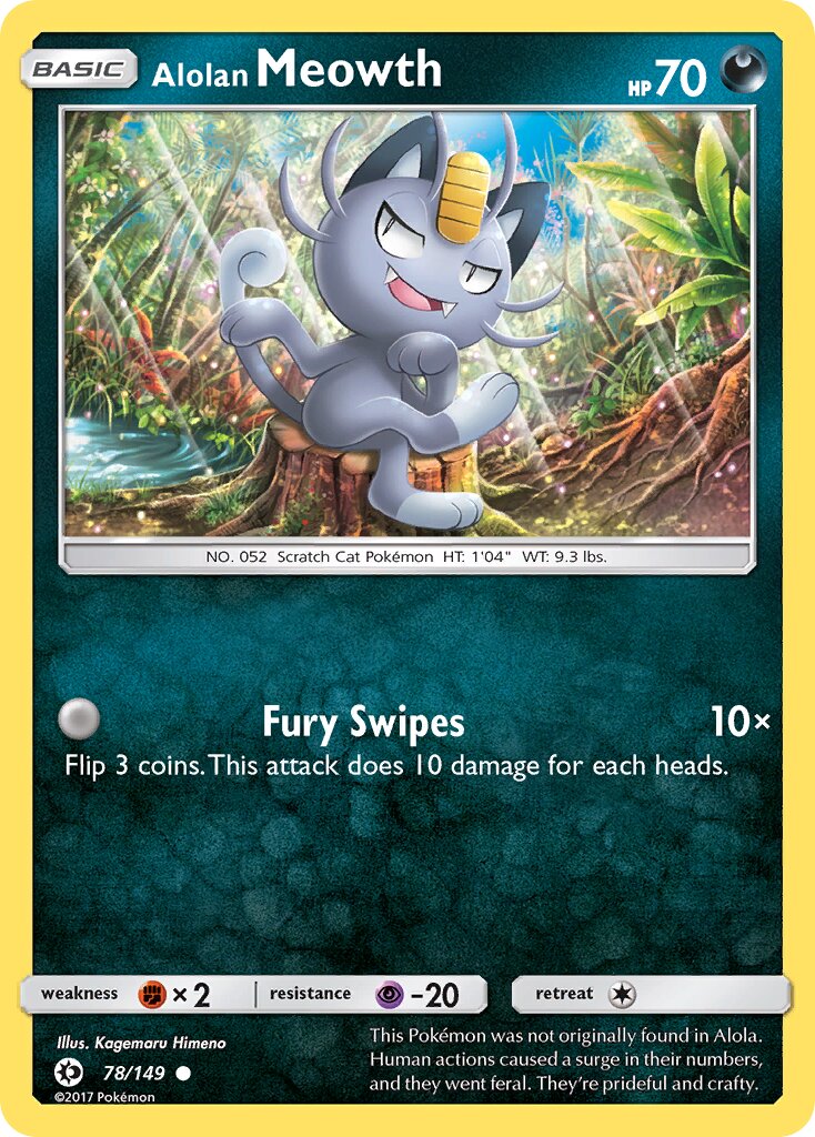 Alolan Meowth 078/149 — Sun & Moon (English Pokémon TCG card)