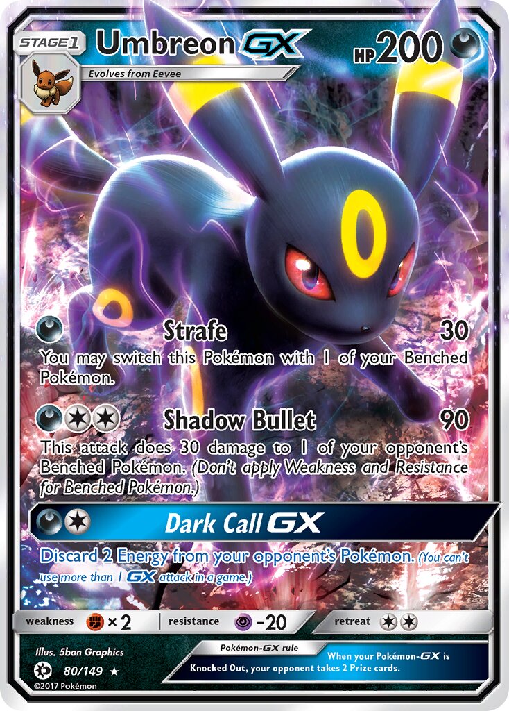 Umbreon-GX 080/149 — Sun & Moon (English Pokémon TCG card)