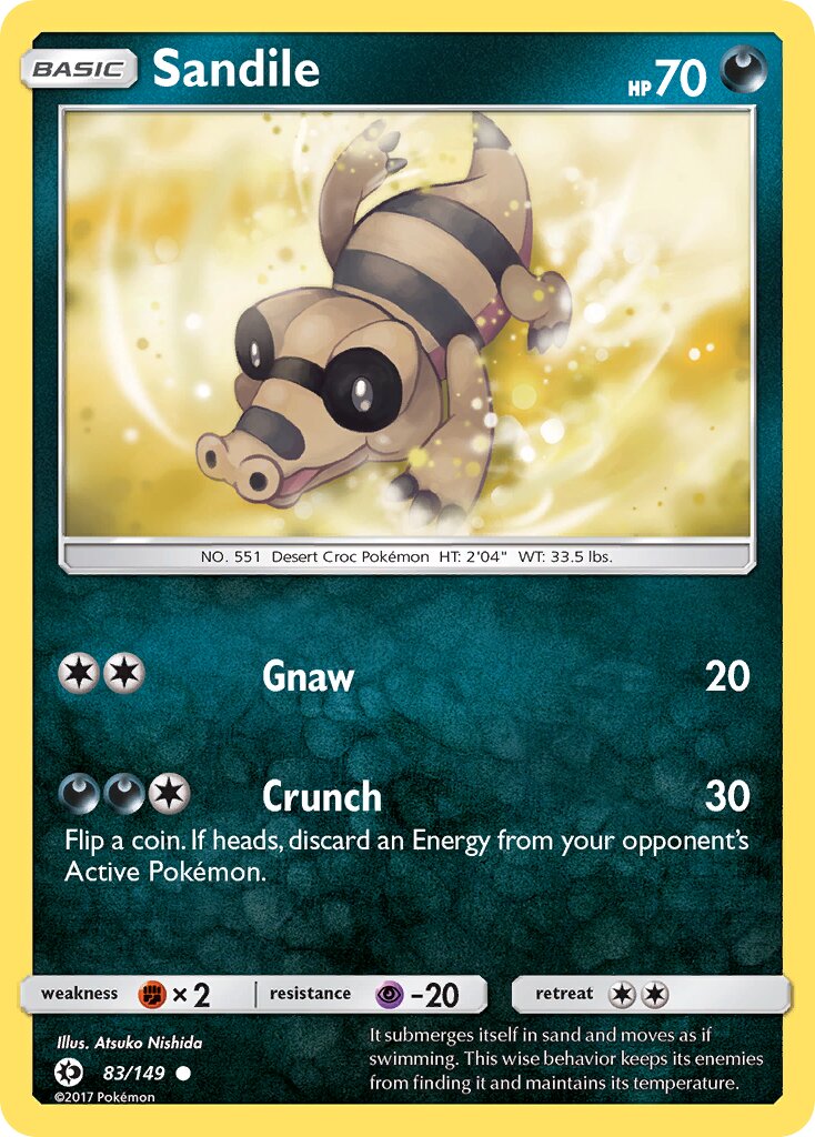 Sandile 083/149 — Sun & Moon (English Pokémon TCG card)