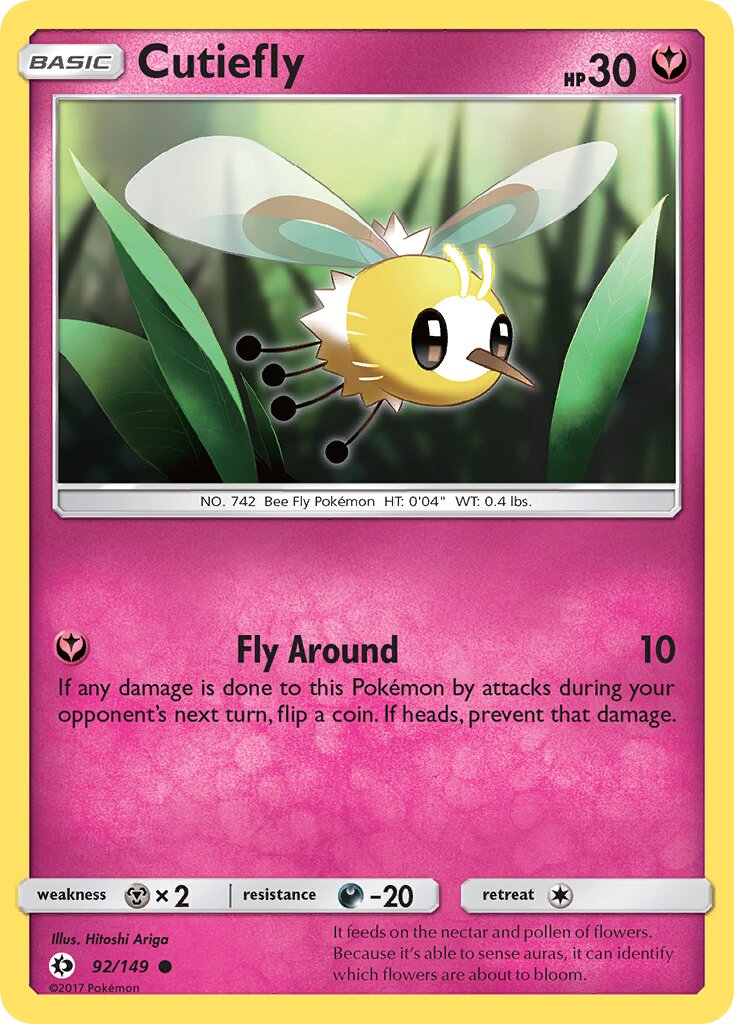 Cutiefly 092/149 — Sun & Moon (English Pokémon TCG card)