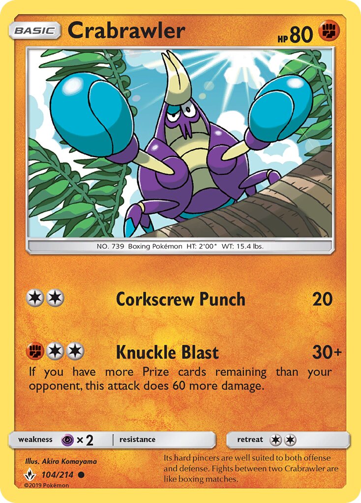Crabrawler 104/214 — Unbroken Bonds (English Pokémon TCG card)