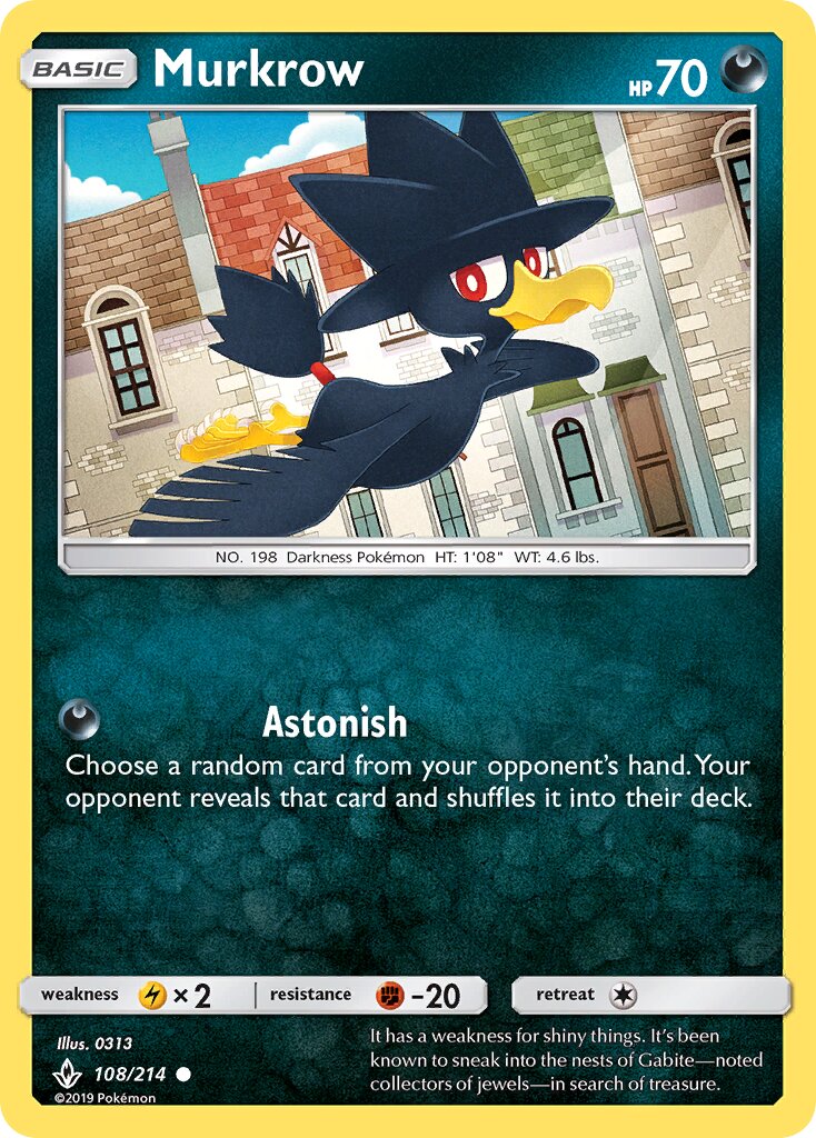 Murkrow 108/214 — Unbroken Bonds (English Pokémon TCG card)