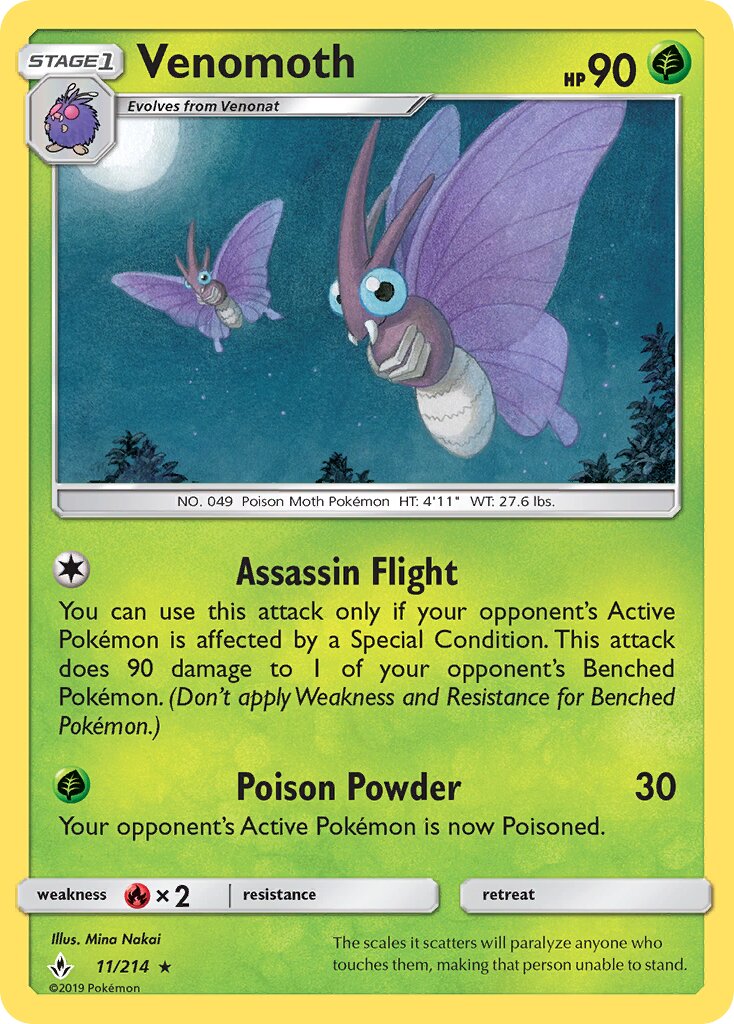 Venomoth 011/214 — Unbroken Bonds (English Pokémon TCG card)
