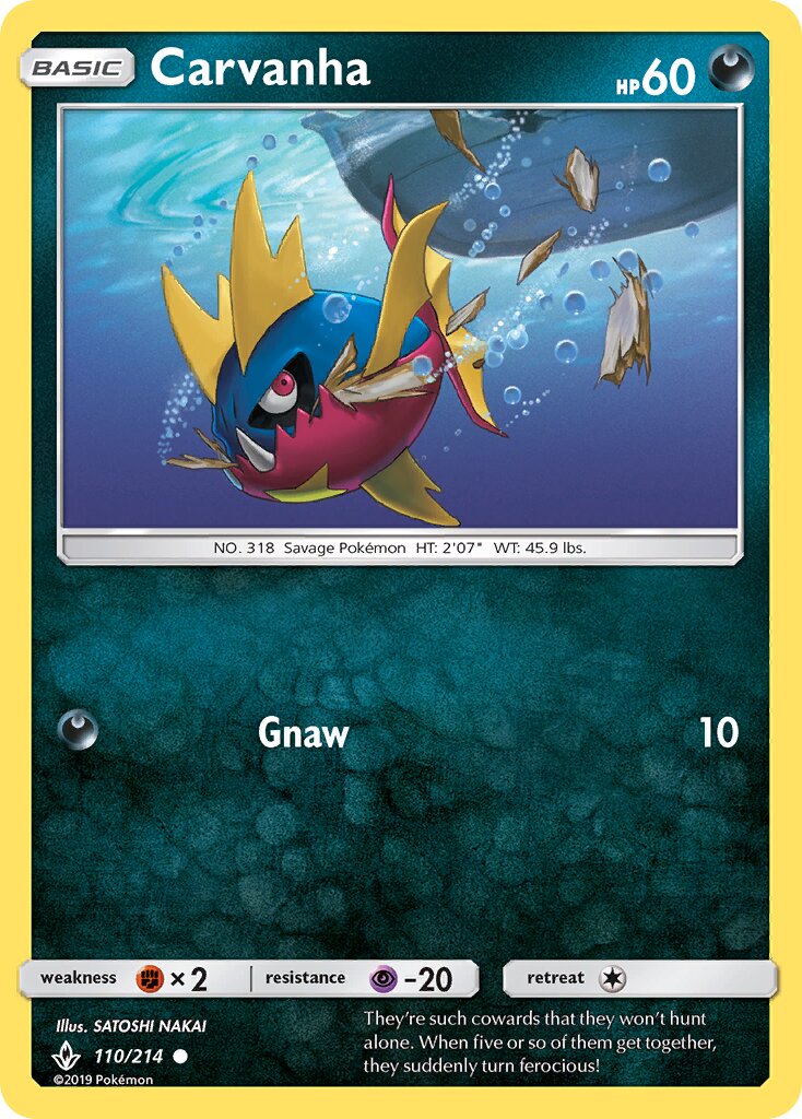 Carvanha 110/214 — Unbroken Bonds (English Pokémon TCG card)