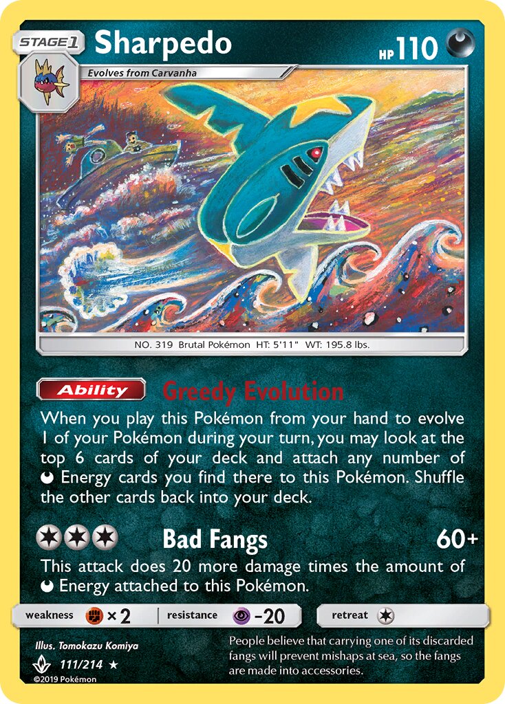Sharpedo 111/214 — Unbroken Bonds (English Pokémon TCG card)