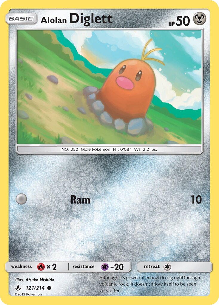 Alolan Diglett 121/214 — Unbroken Bonds (English Pokémon TCG card)
