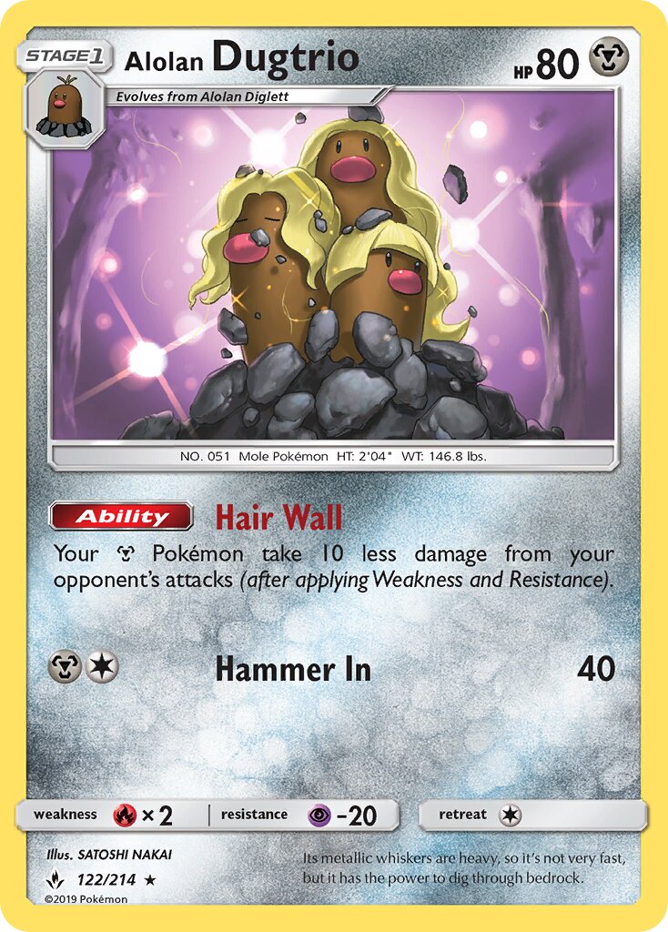 Alolan Dugtrio 122/214 — Unbroken Bonds (English Pokémon TCG card)