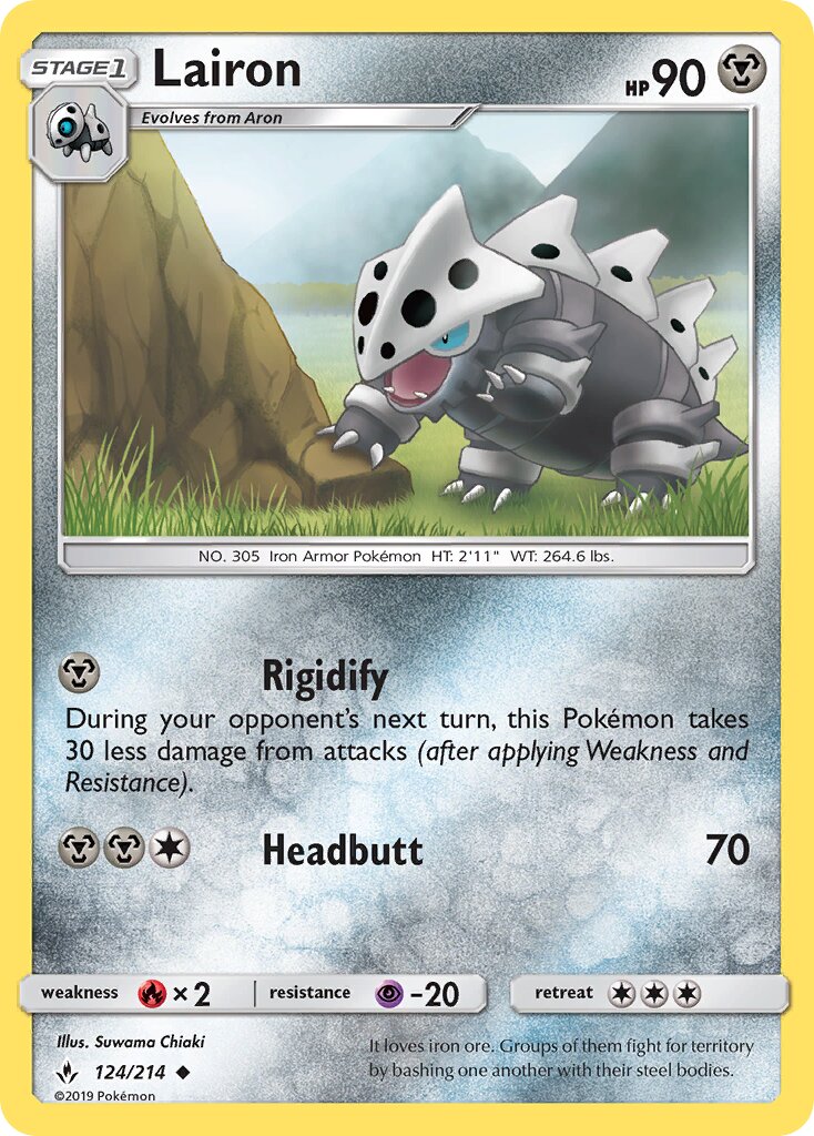 Lairon 124/214 — Unbroken Bonds (English Pokémon TCG card)