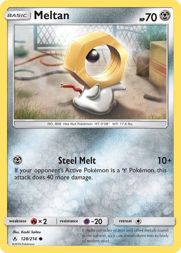 Meltan 128/214 — Unbroken Bonds (English Pokémon TCG card)