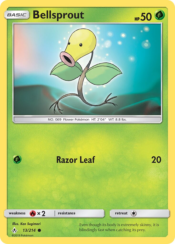 Bellsprout 013/214 — Unbroken Bonds (English Pokémon TCG card)