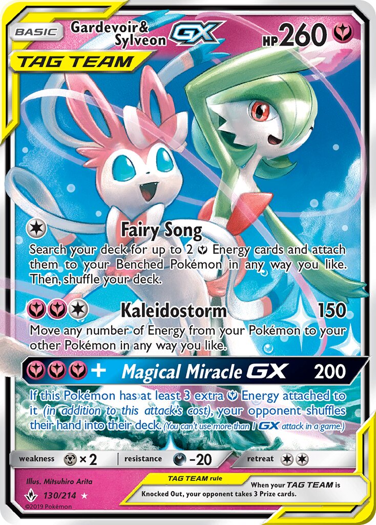 Gardevoir & Sylveon-GX 130/214 — Unbroken Bonds (English Pokémon TCG card)