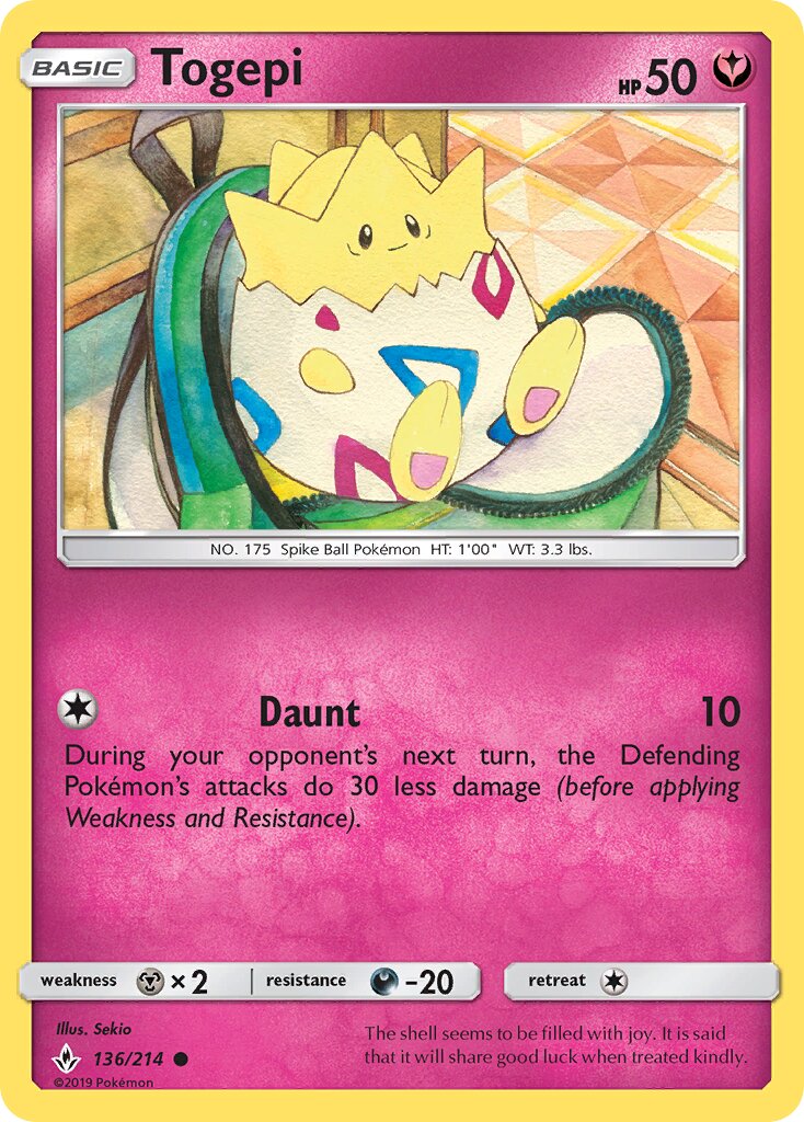 Togepi 136/214 — Unbroken Bonds (English Pokémon TCG card)