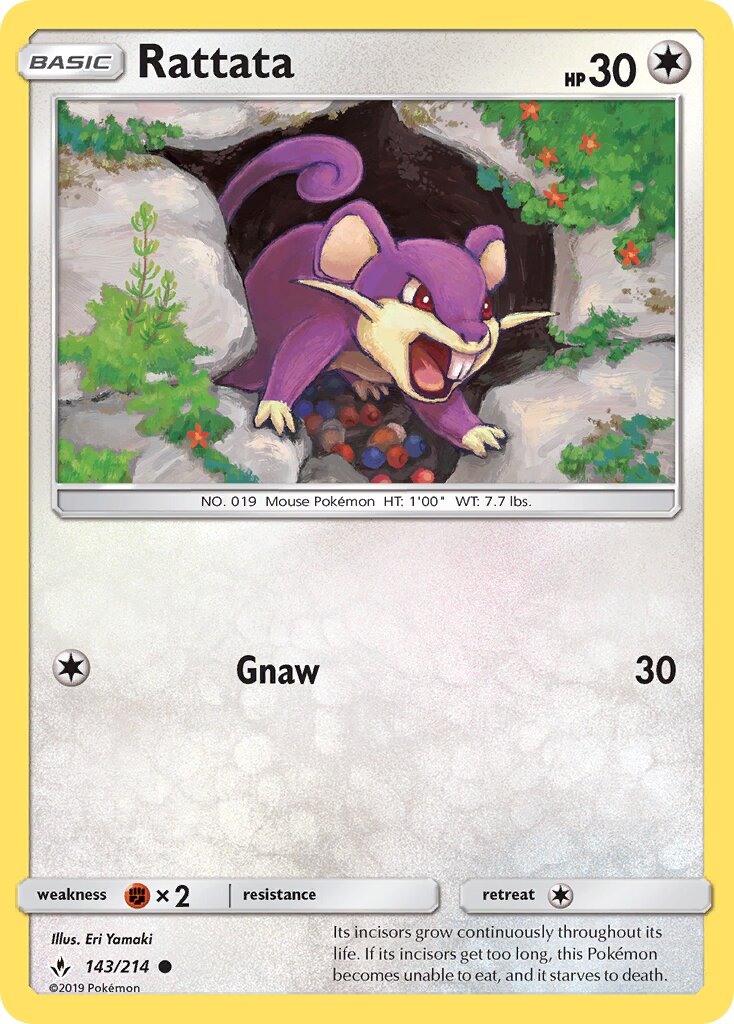 Rattata 143/214 — Unbroken Bonds (English Pokémon TCG card)