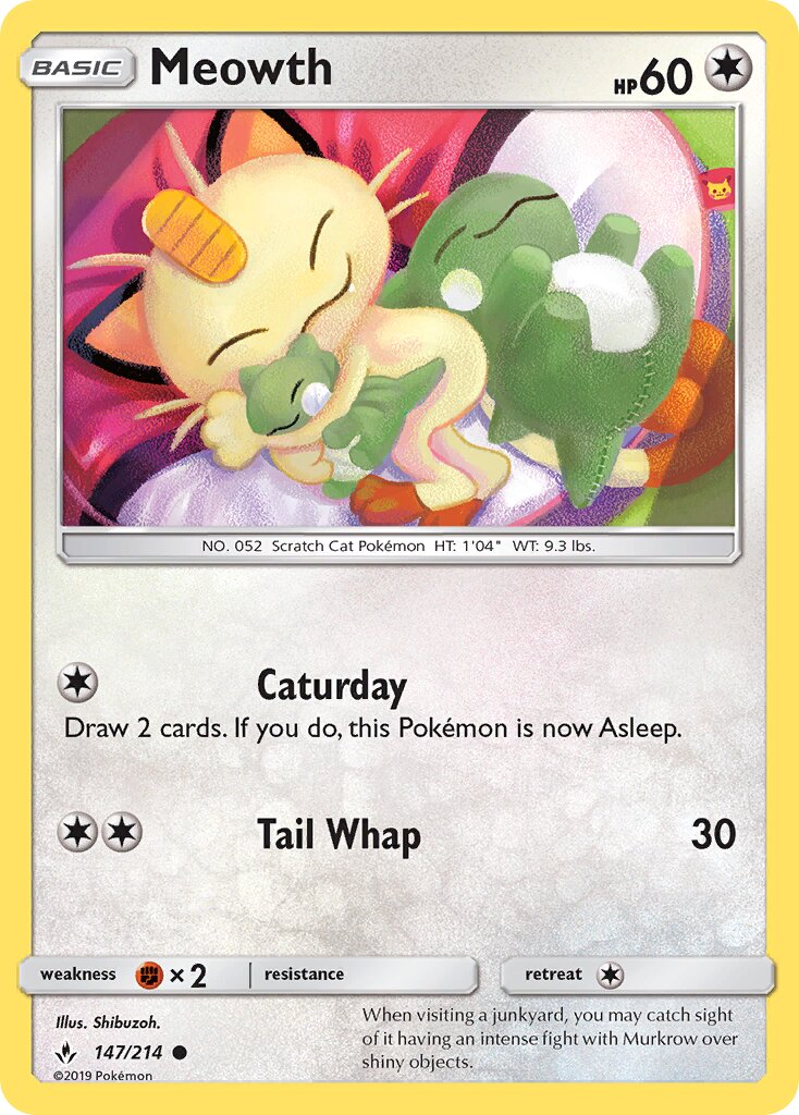 Meowth 147/214 — Unbroken Bonds (English Pokémon TCG card)