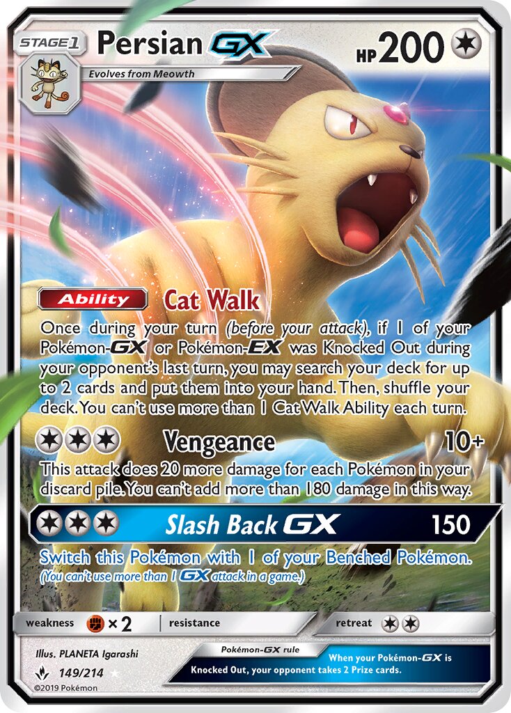 Persian-GX 149/214 — Unbroken Bonds (English Pokémon TCG card)