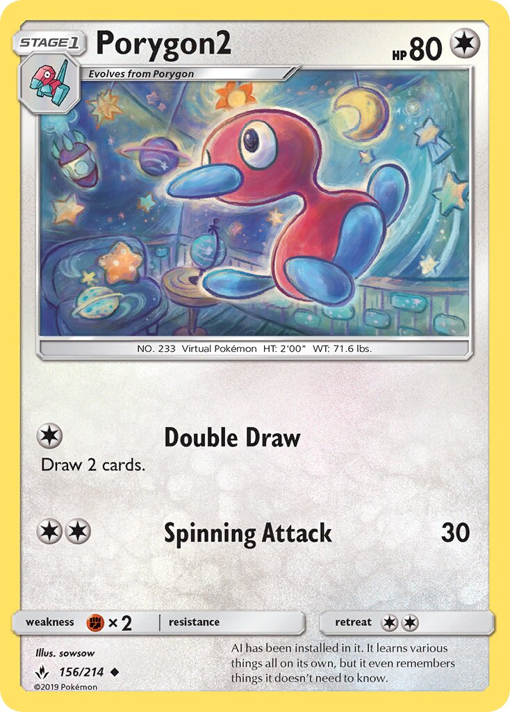 Porygon2 156/214 — Unbroken Bonds (English Pokémon TCG card)