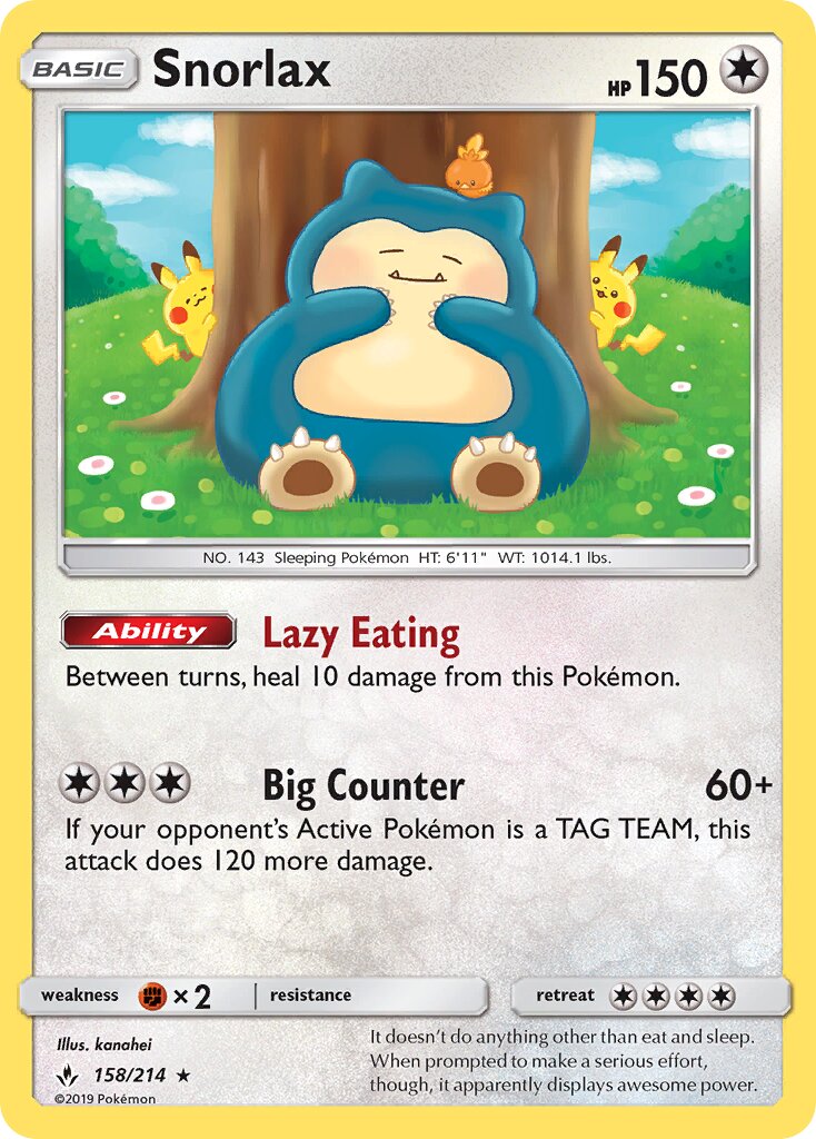 Snorlax 158/214 — Unbroken Bonds (English Pokémon TCG card)