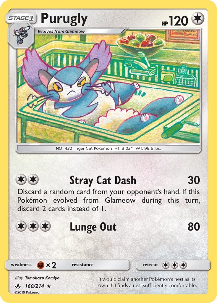 Purugly 160/214 — Unbroken Bonds (English Pokémon TCG card)