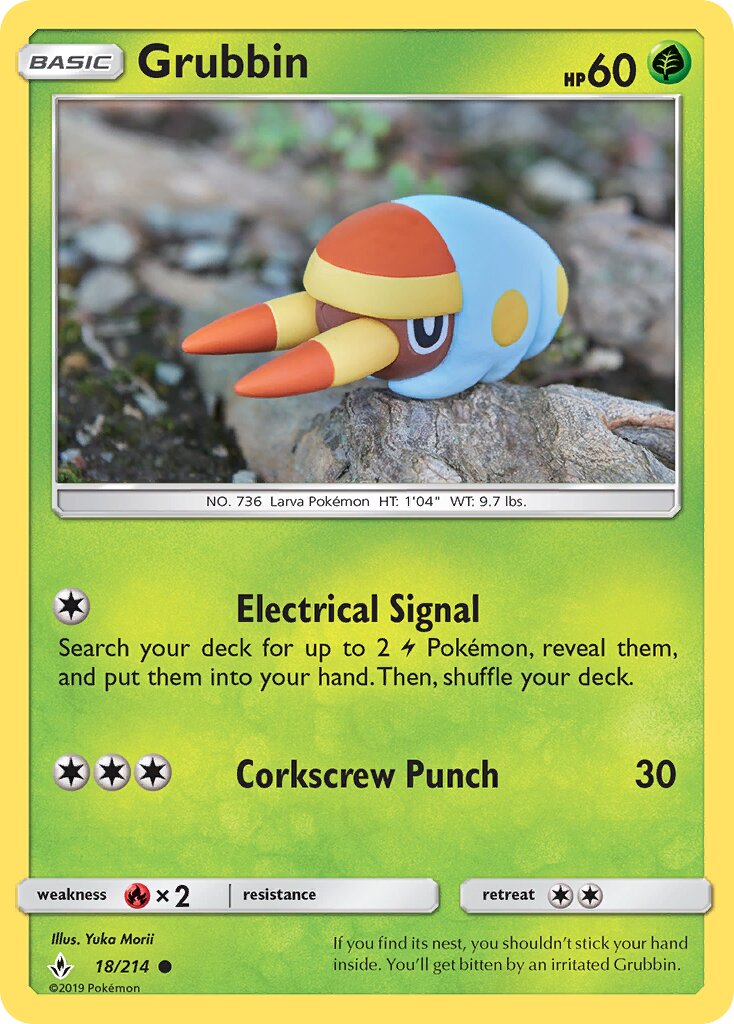 Grubbin 018/214 — Unbroken Bonds (English Pokémon TCG card)