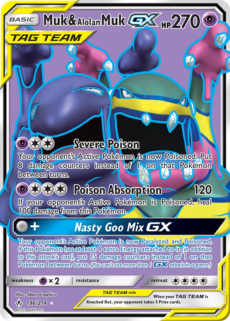 Muk & Alolan Muk-GX 196/214 — Unbroken Bonds (English Pokémon TCG card)