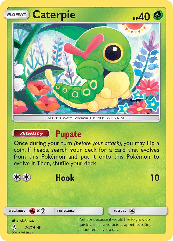 Caterpie 002/214 — Unbroken Bonds (English Pokémon TCG card)