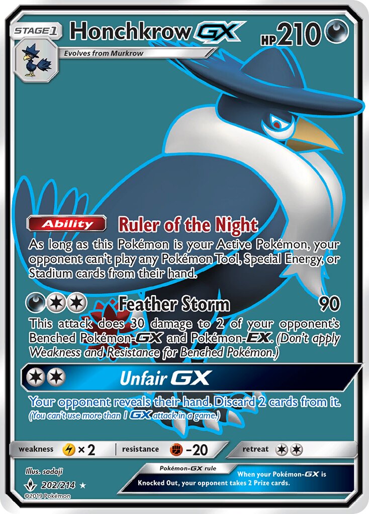 Honchkrow-GX 202/214 — Unbroken Bonds (English Pokémon TCG card)