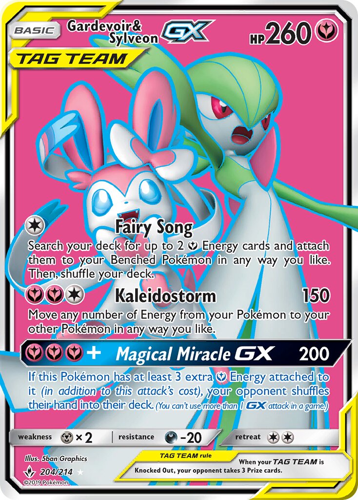 Gardevoir & Sylveon-GX 204/214 — Unbroken Bonds (English Pokémon TCG card)