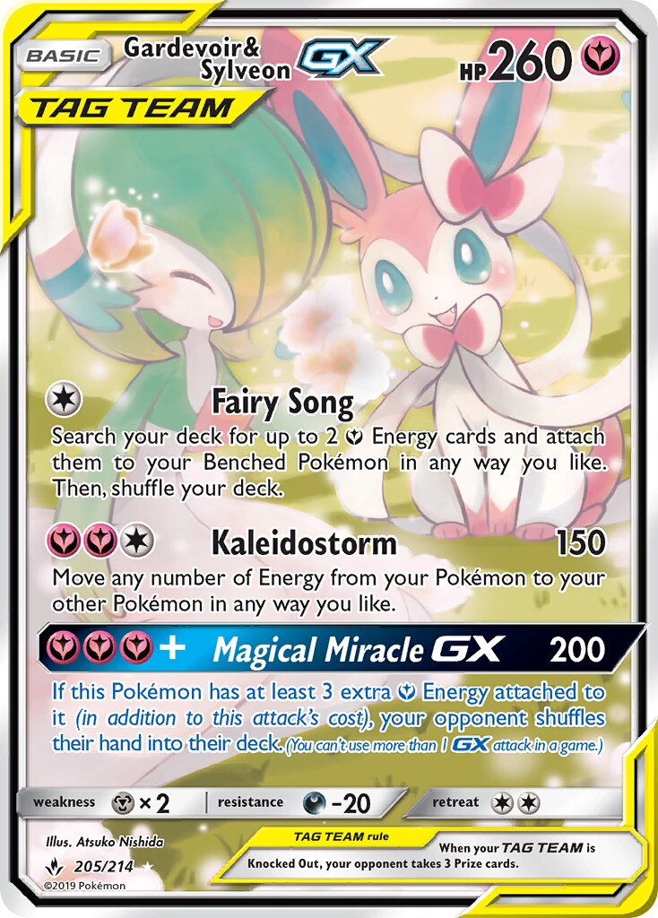 Gardevoir & Sylveon-GX 205/214 — Unbroken Bonds (English Pokémon TCG card)