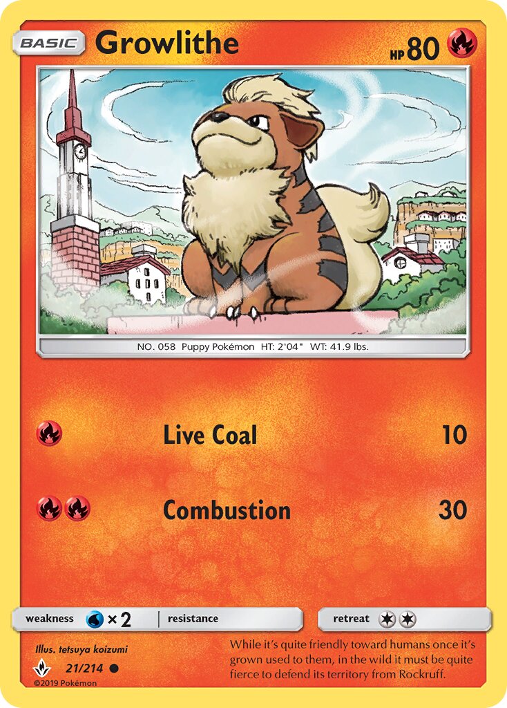 Growlithe 021/214 — Unbroken Bonds (English Pokémon TCG card)