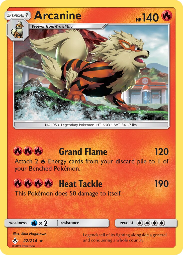 Arcanine 022/214 — Unbroken Bonds (English Pokémon TCG card)