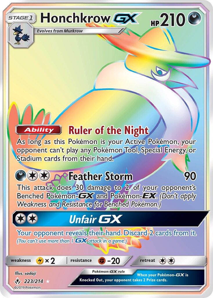Honchkrow-GX 223/214 — Unbroken Bonds (English Pokémon TCG card)