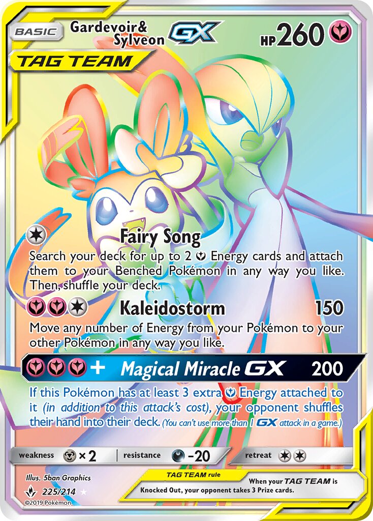 Gardevoir & Sylveon-GX 225/214 — Unbroken Bonds (English Pokémon TCG card)