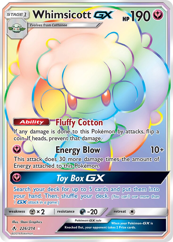 Whimsicott-GX 226/214 — Unbroken Bonds (English Pokémon TCG card)