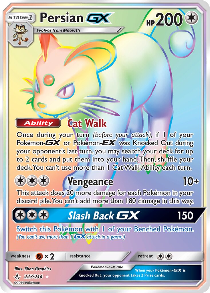 Persian-GX 227/214 — Unbroken Bonds (English Pokémon TCG card)
