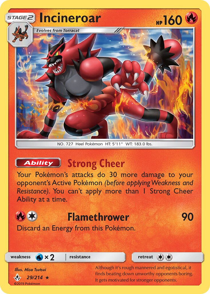 Incineroar 029/214 — Unbroken Bonds (English Pokémon TCG card)