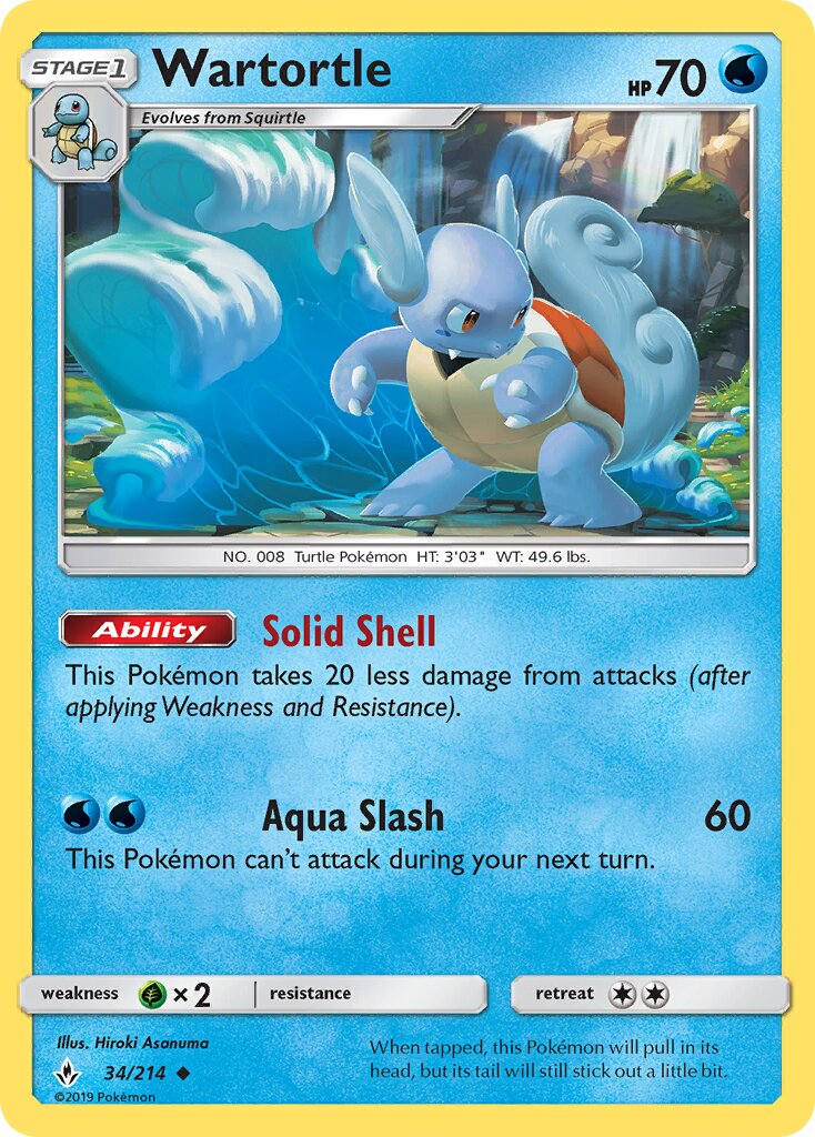 Wartortle 034/214 — Unbroken Bonds (English Pokémon TCG card)