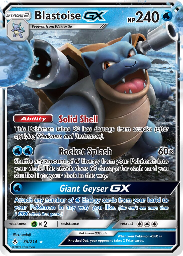 Blastoise-GX 035/214 — Unbroken Bonds (English Pokémon TCG card)