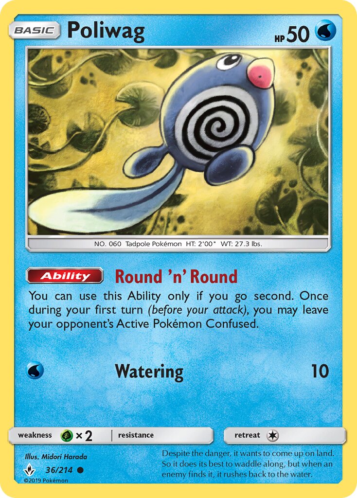 Poliwag 036/214 — Unbroken Bonds (English Pokémon TCG card)