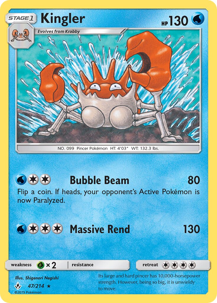 Kingler 047/214 — Unbroken Bonds (English Pokémon TCG card)