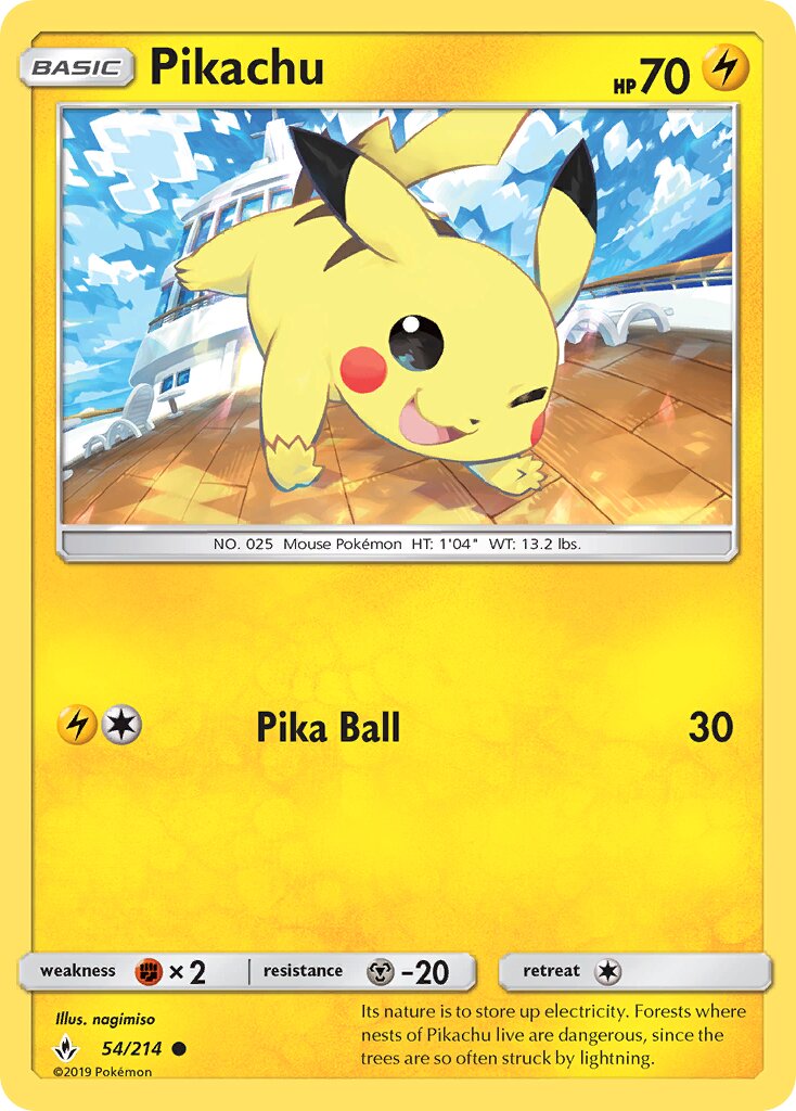 Pikachu 054/214 — Unbroken Bonds (English Pokémon TCG card)