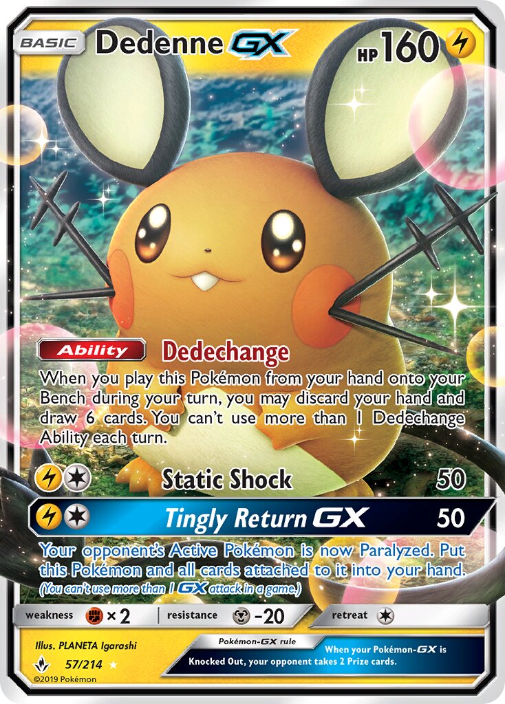 Dedenne-GX 057/214 — Unbroken Bonds (English Pokémon TCG card)