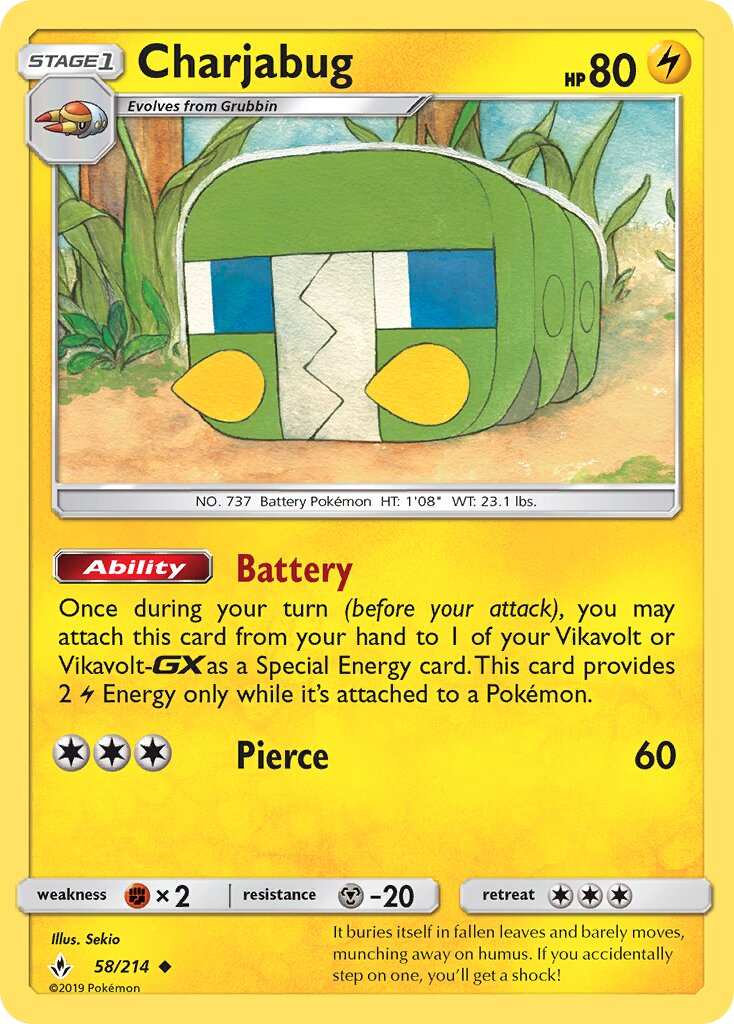 Charjabug 058/214 — Unbroken Bonds (English Pokémon TCG card)
