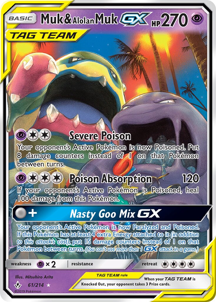 Muk & Alolan Muk-GX 061/214 — Unbroken Bonds (English Pokémon TCG card)