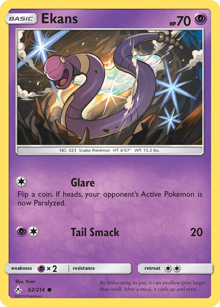 Ekans 062/214 — Unbroken Bonds (English Pokémon TCG card)