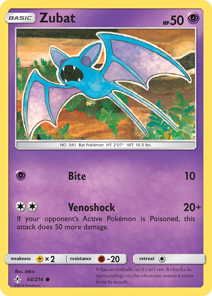Zubat 064/214 — Unbroken Bonds (English Pokémon TCG card)