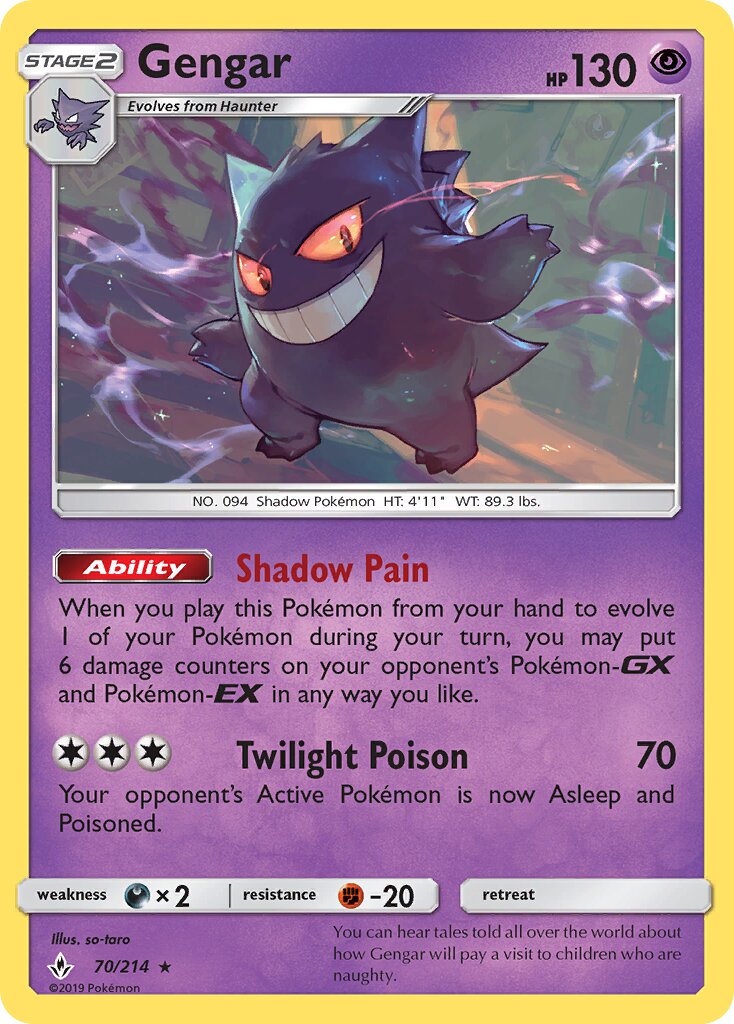 Gengar 070/214 — Unbroken Bonds (English Pokémon TCG card)