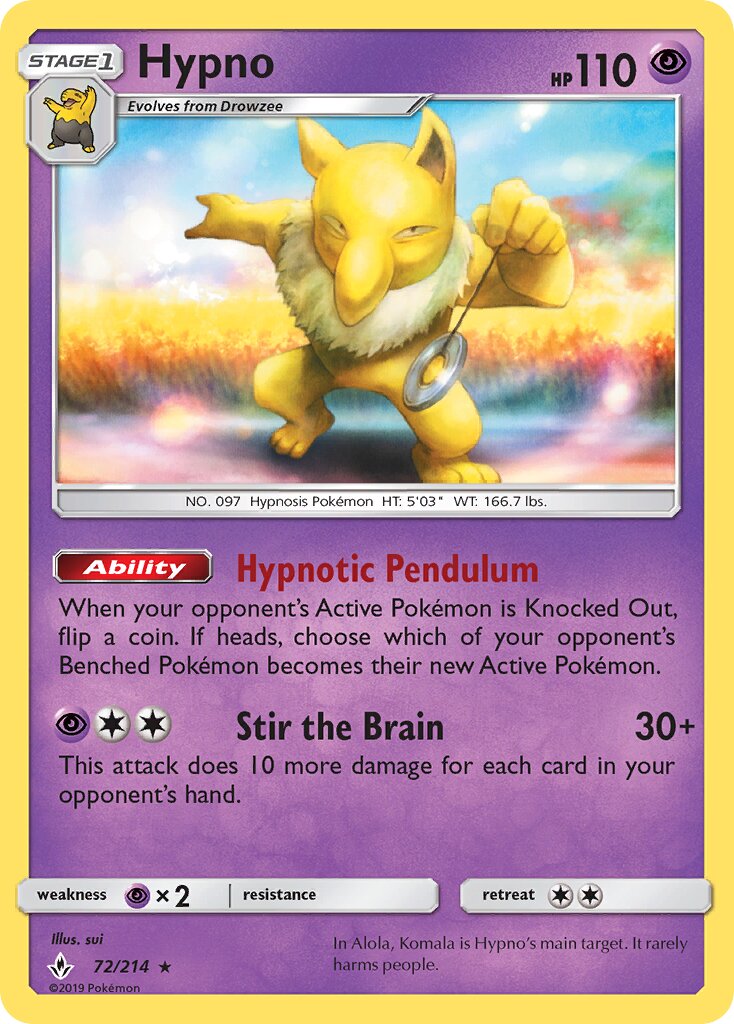 Hypno 072/214 — Unbroken Bonds (English Pokémon TCG card)